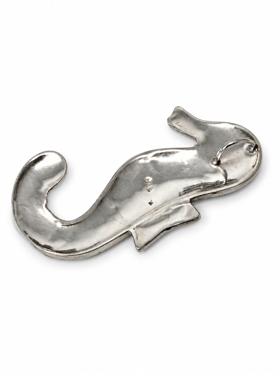 Vintage 925 Sterling Silver Mother of Pearl Onyx Seahorse Pendant