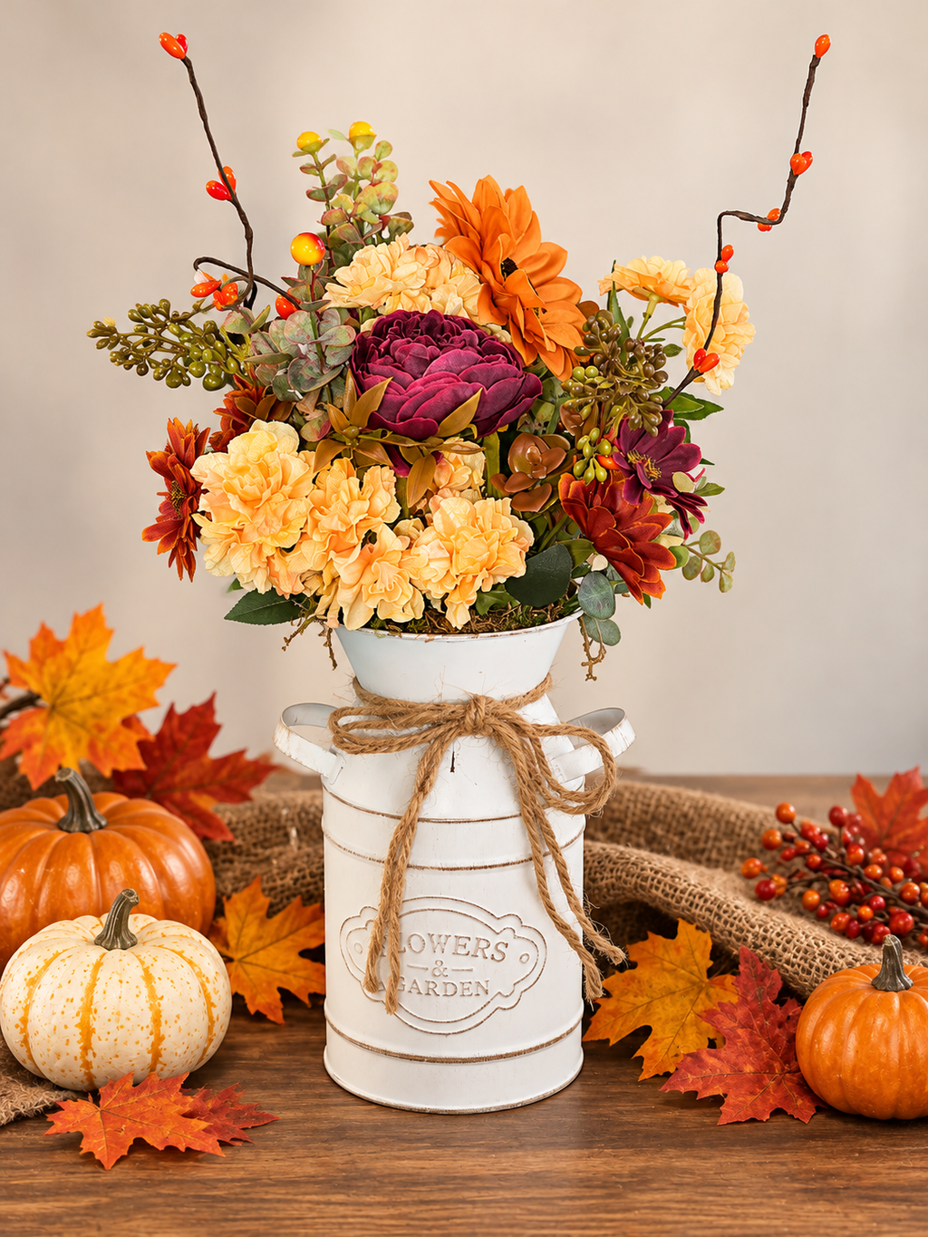 Thanksgiving/Fall Centerpiece Flower Arrangement - Frijja, LLC