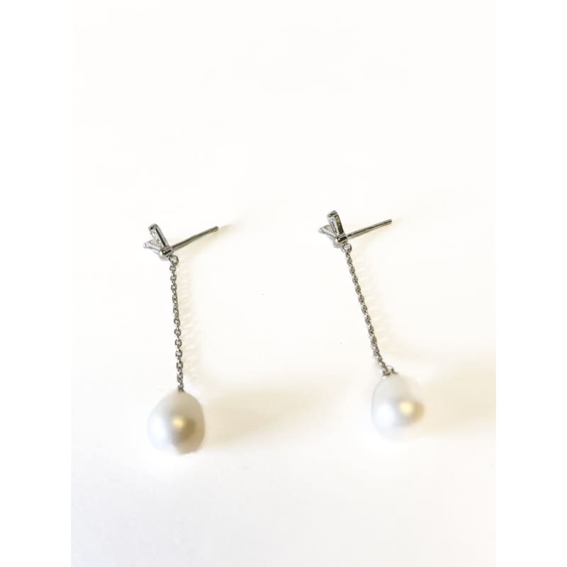 925 Sterling Silver Pearl Dangle Earrings - Frijja, LLC