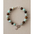 .950 Sterling Silver Amazonite Tiger Eye Bracelet - 7.5” - Frijja, LLC