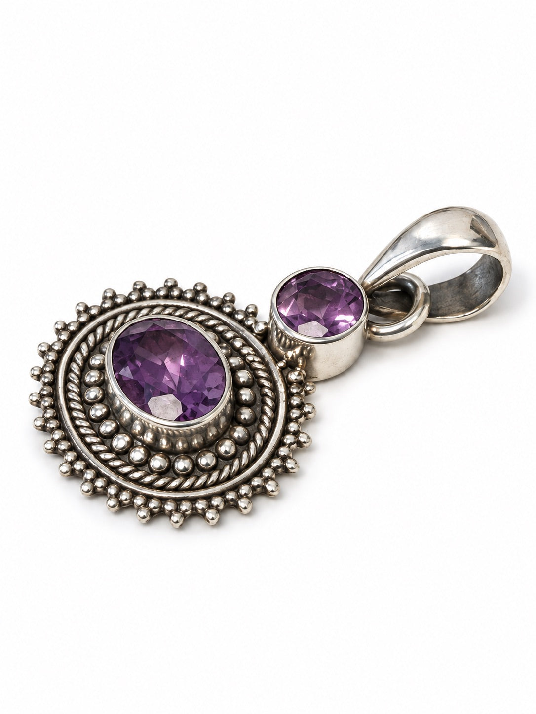 Vintage 925 Sterling Silver Amethyst Pendant