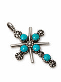 Vintage 925 Sterling Silver Turquoise Cross Pendant