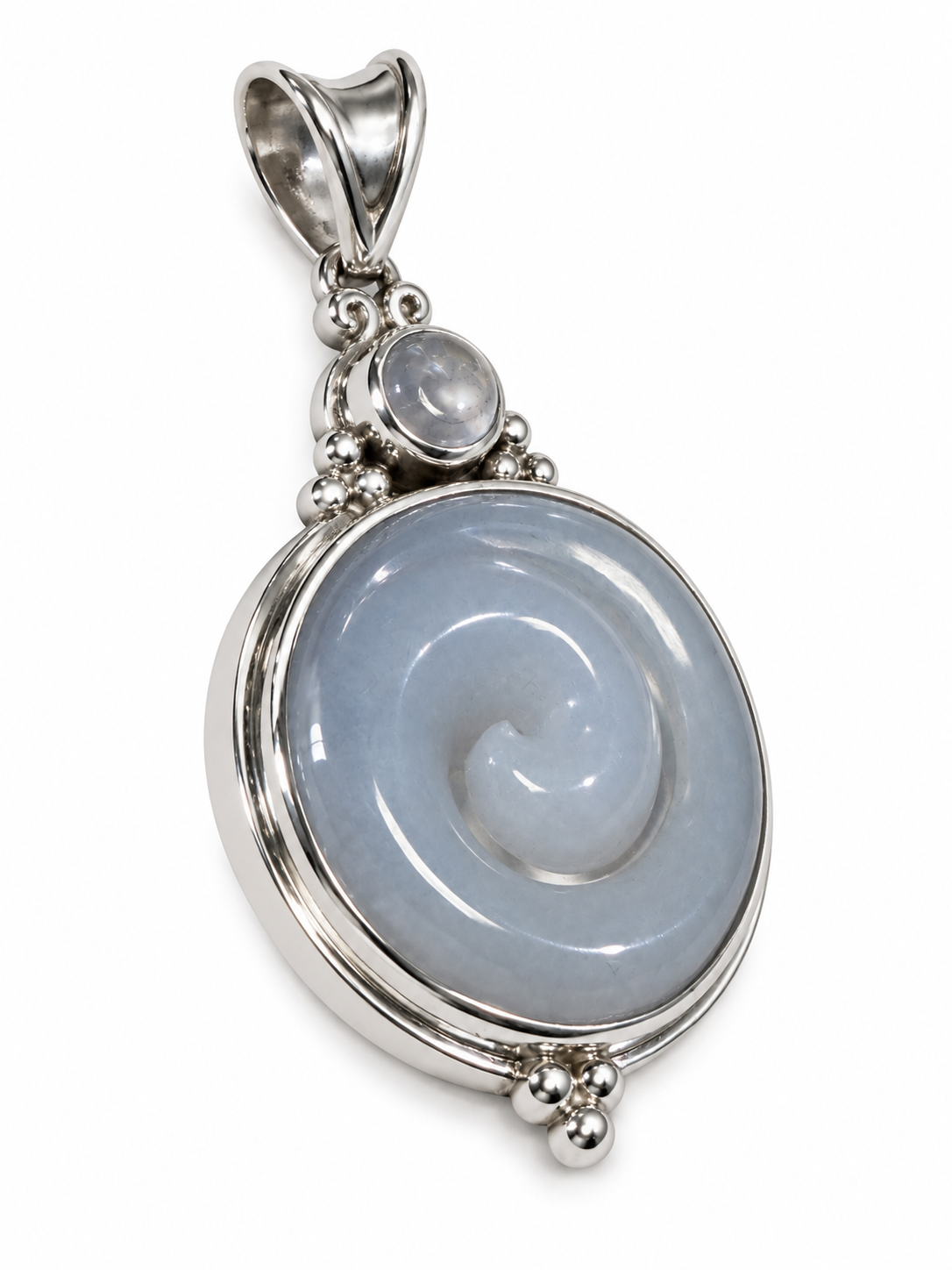 Vintage 925 Sterling Sajen Silver Moonstone Chalcedony Pendant