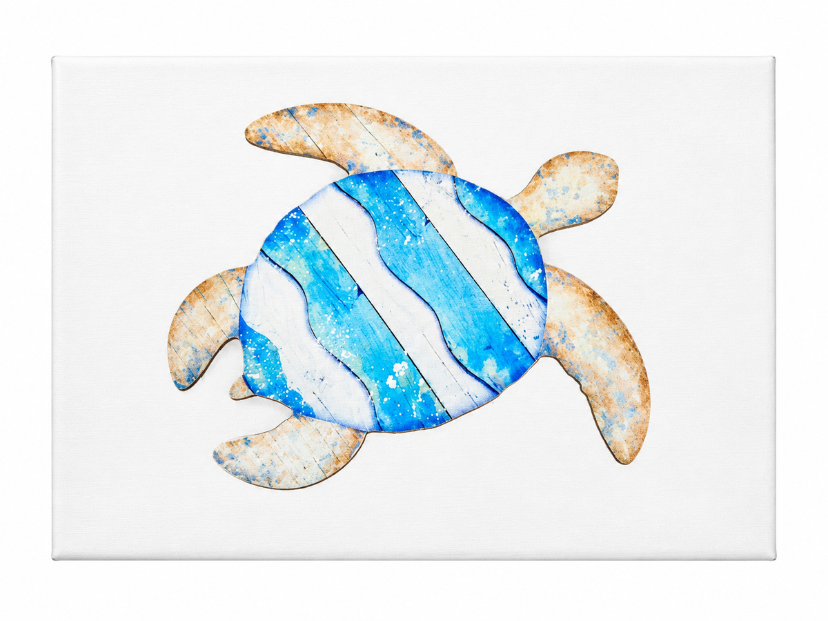 Beach Turtle Wall Art Hanging - 10” x 6”