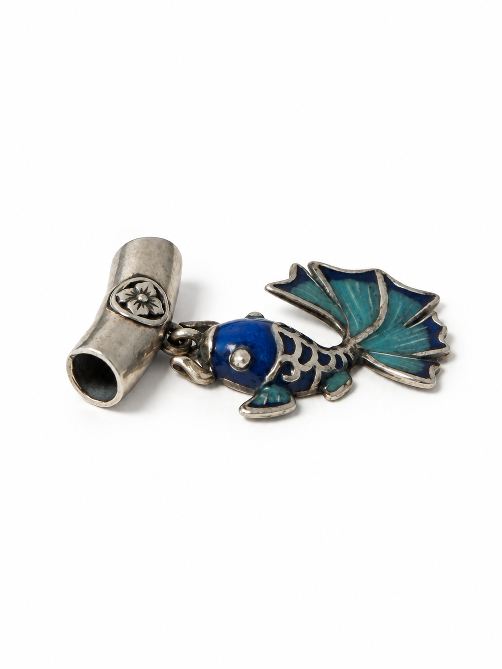 Vintage 925 Sterling Silver Fish Enamel Pendant