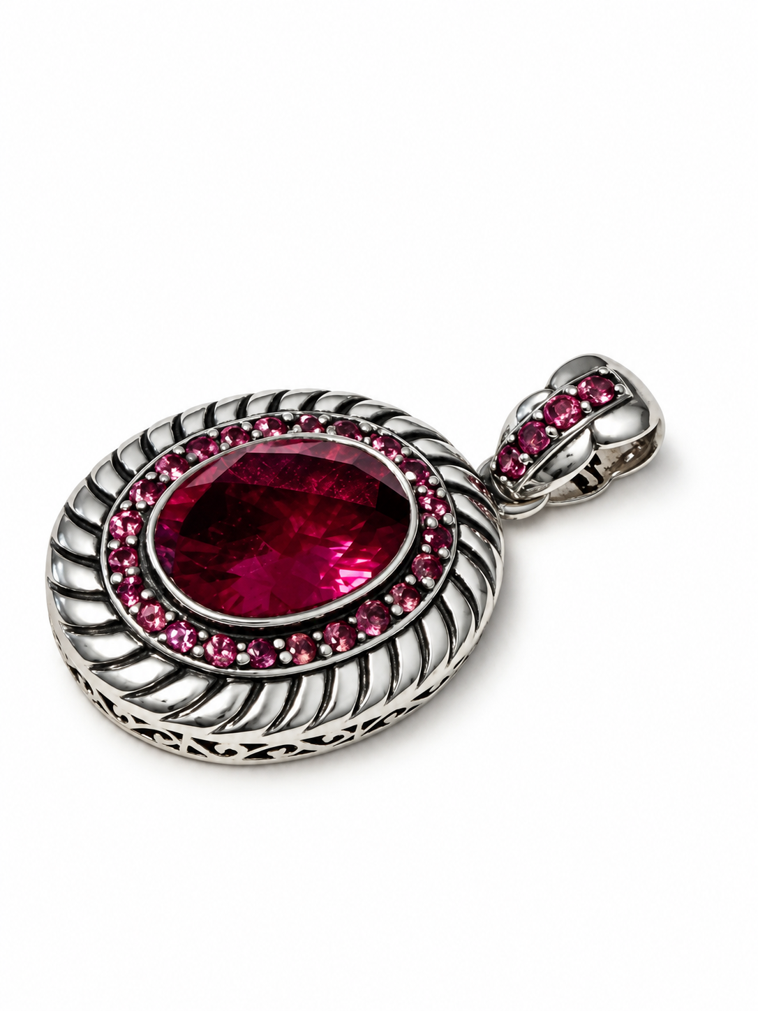 Vintage 925 Sterling Sajen Pink Tourmaline Pendant