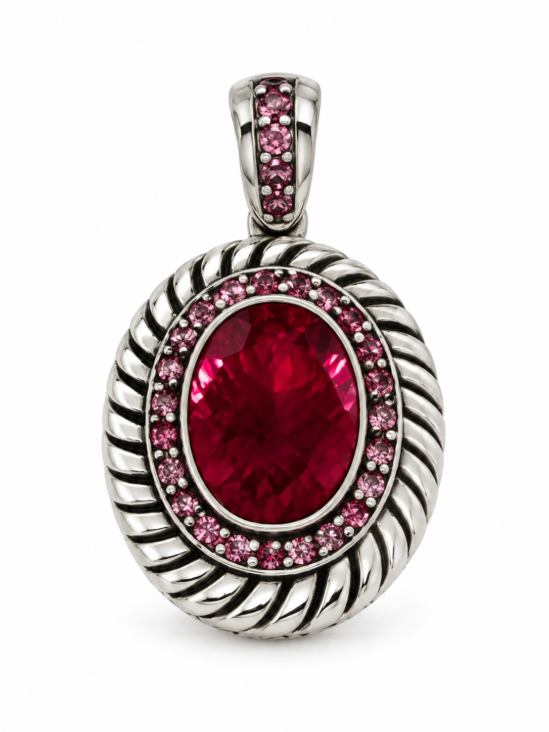 Vintage 925 Sterling Sajen Pink Tourmaline Pendant