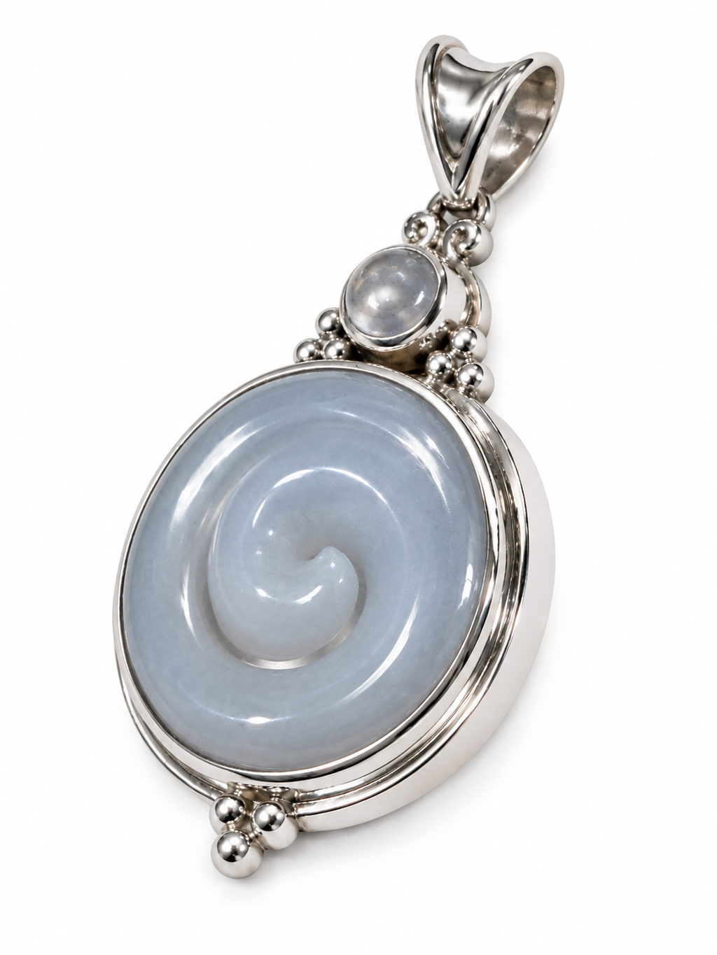 Vintage 925 Sterling Sajen Silver Moonstone Chalcedony Pendant