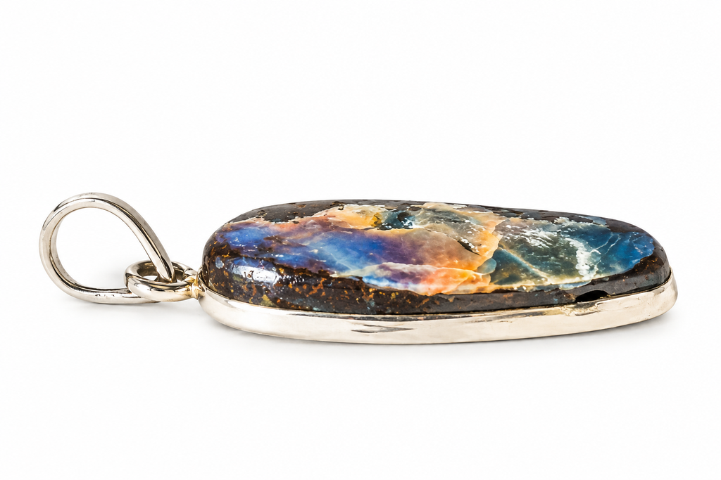 Vintage 925 Sterling Silver Opal Pendant