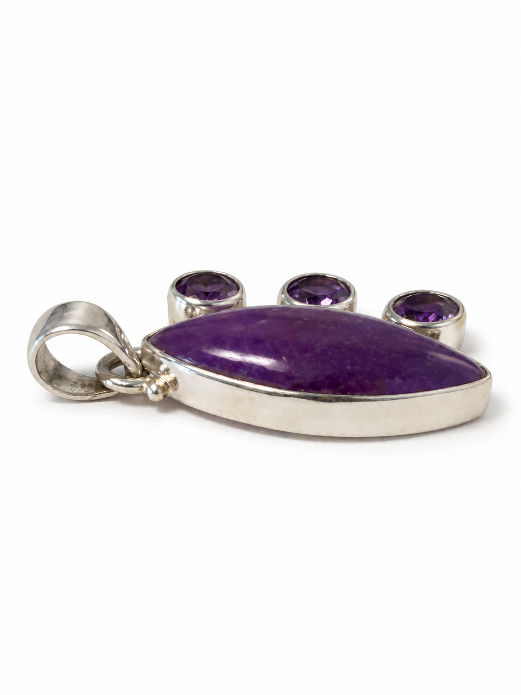 Vintage 925 Sterling Silver Sugilite and Amethyst Pendant
