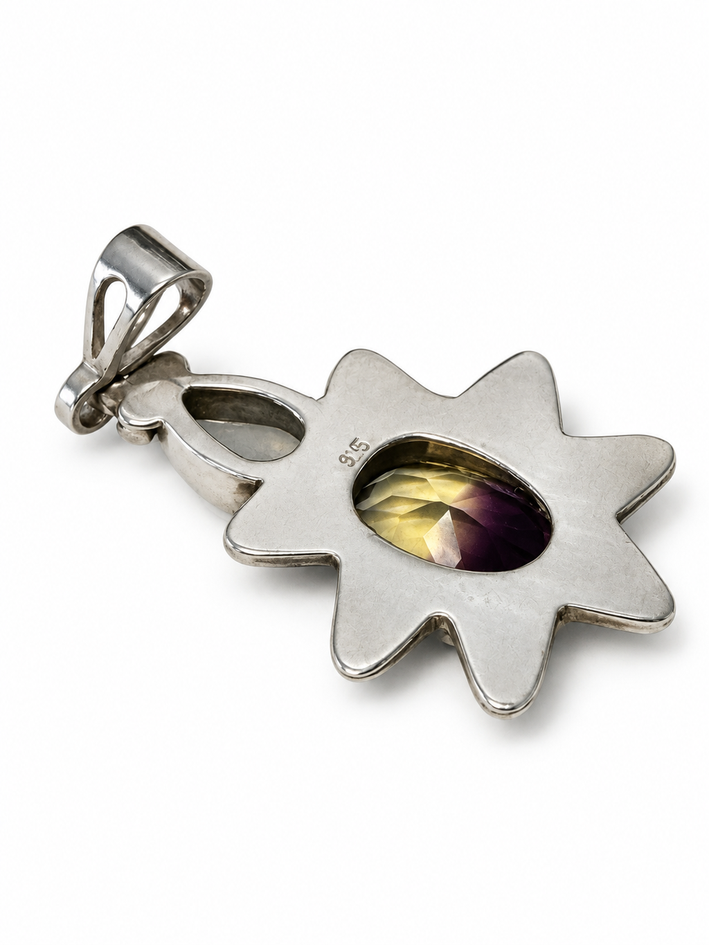 Vintage 925 Sterling Silver Ametrine Moonstone Pendant
