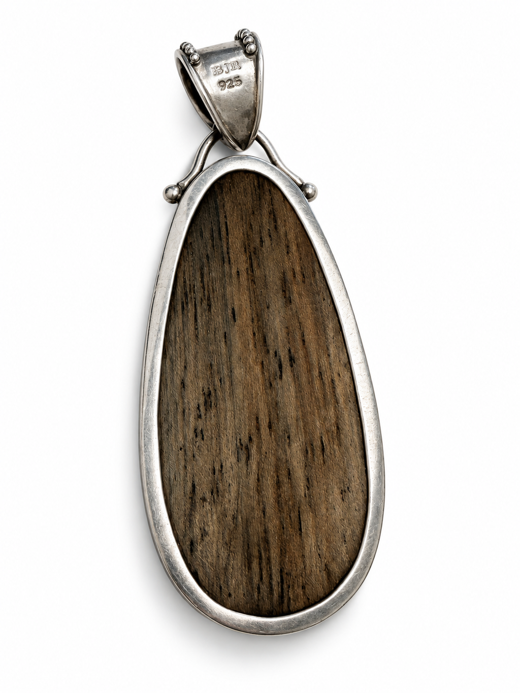 Vintage 925 Sterling Silver Wooden Libra Sign Pendant