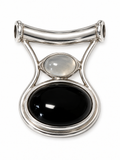 Vintage 925 Sterling Silver Onyx MoonStone Pendant