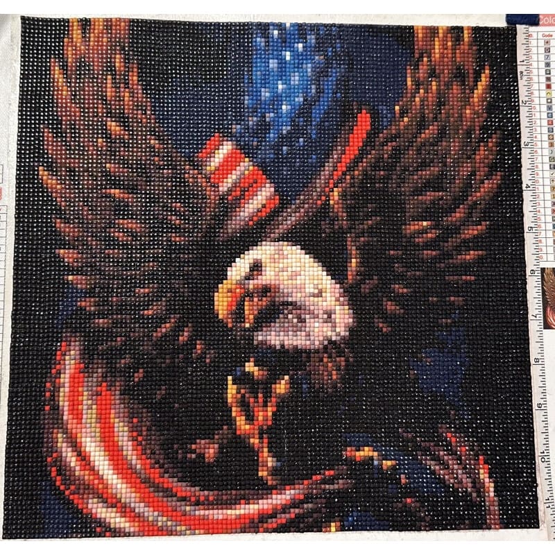 American Flag Eagle 5D Diamond Painting Ready to Frame - 11.5” x 11.5” - Frijja, LLC
