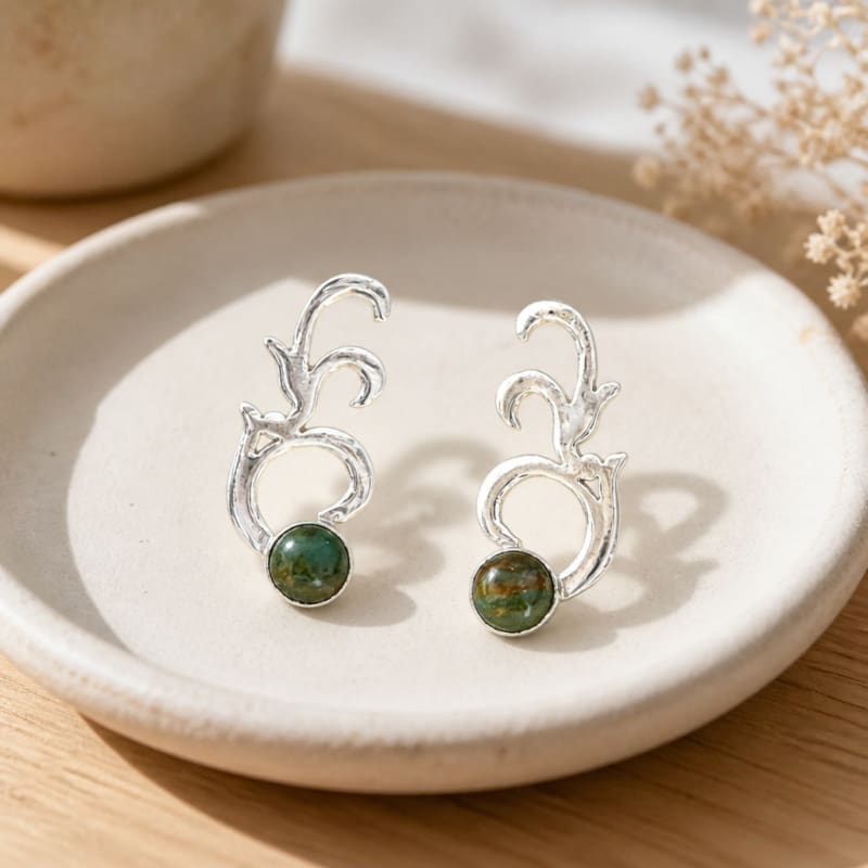 Earrings - frijja.com - Andean Promise Earrings - 950 Sterling Silver Andean Opal