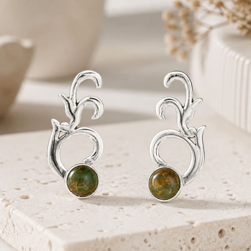 Earrings - frijja.com - Andean Promise Earrings - 950 Sterling Silver Andean Opal