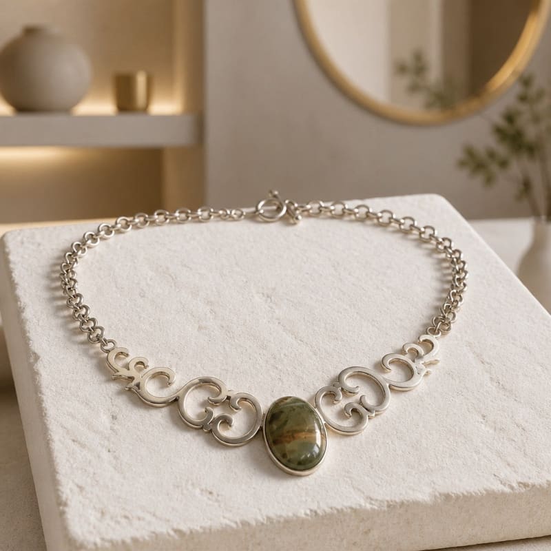 Necklaces - frijja.com - Andean Promise Necklace - 950 Sterling SIlver Andean Opal Necklace