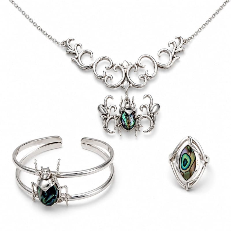 Bracelets - frijja.com - Beetle & Spark Bracelet - 950 Sterling SIlver Abalone Shell