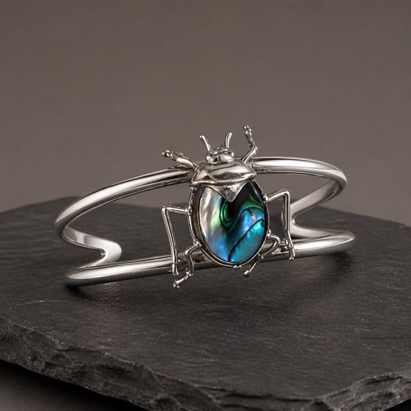 Jewelry Sets - frijja.com - Beetle & Spark Set - 950 Sterling Silver Abalone Shell (Necklace Earrings Bracelet RIng)