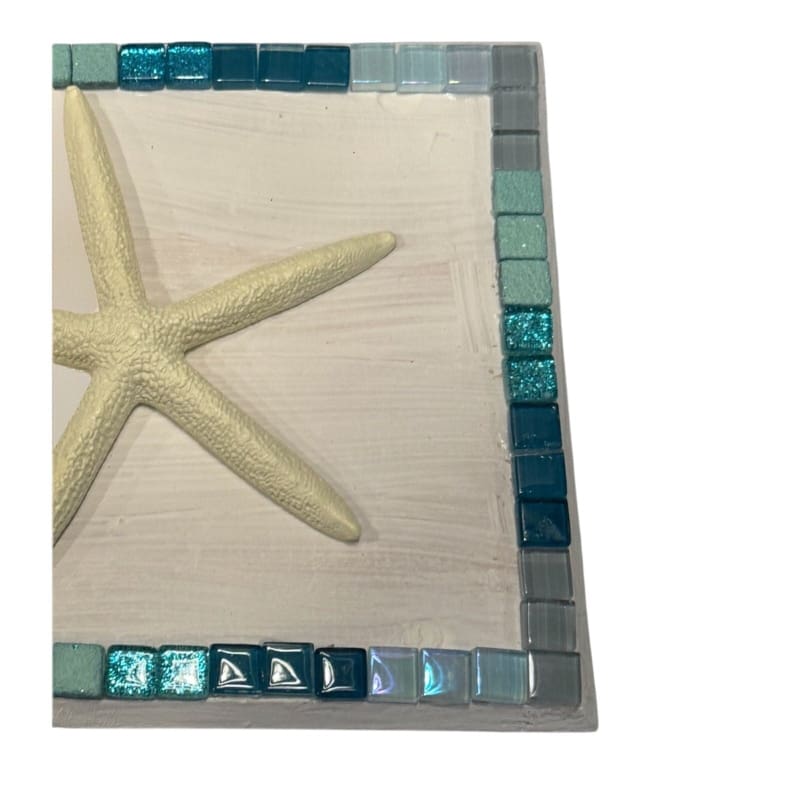 Coastal Wood Mosaic Riser Stand Candle Planter Decor - Frijja, LLC