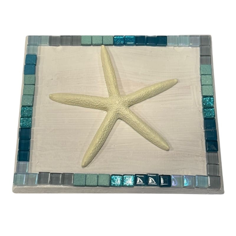Coastal Wood Mosaic Riser Stand Candle Planter Decor - Frijja, LLC
