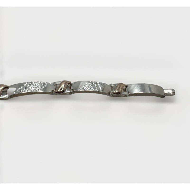 Designer Peruvian Sterling Silver 950 and 18K Gold Inlay Bracelet - 7.5” - Frijja, LLC