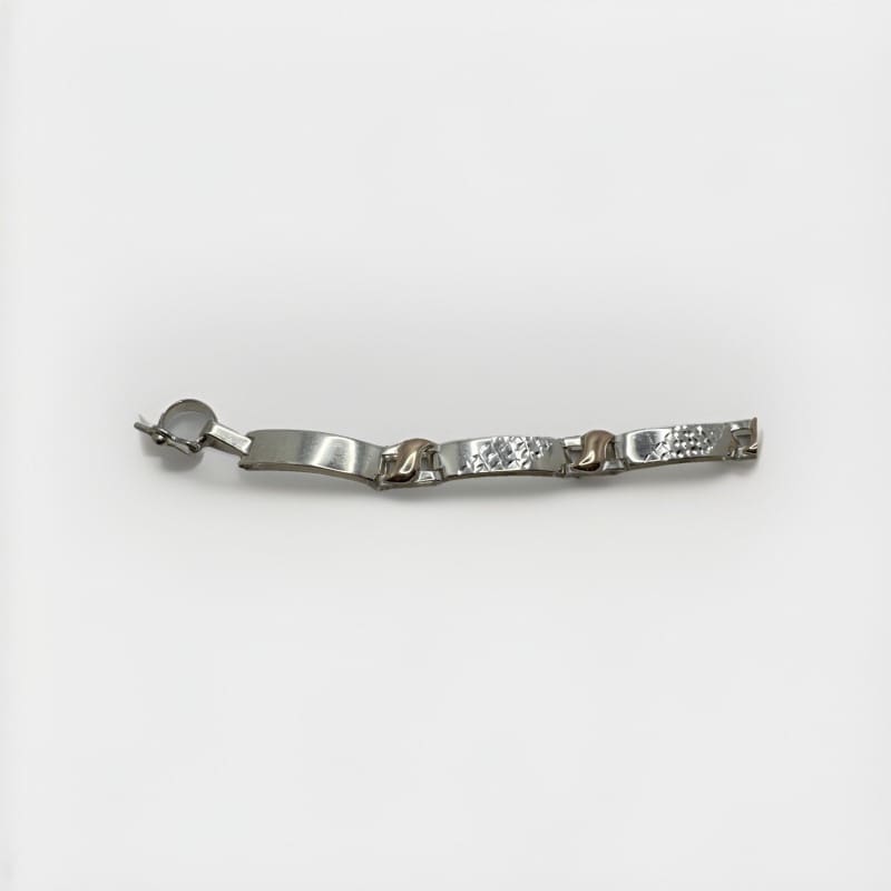 Designer Peruvian Sterling Silver 950 and 18K Gold Inlay Bracelet - 7.5” - Frijja, LLC