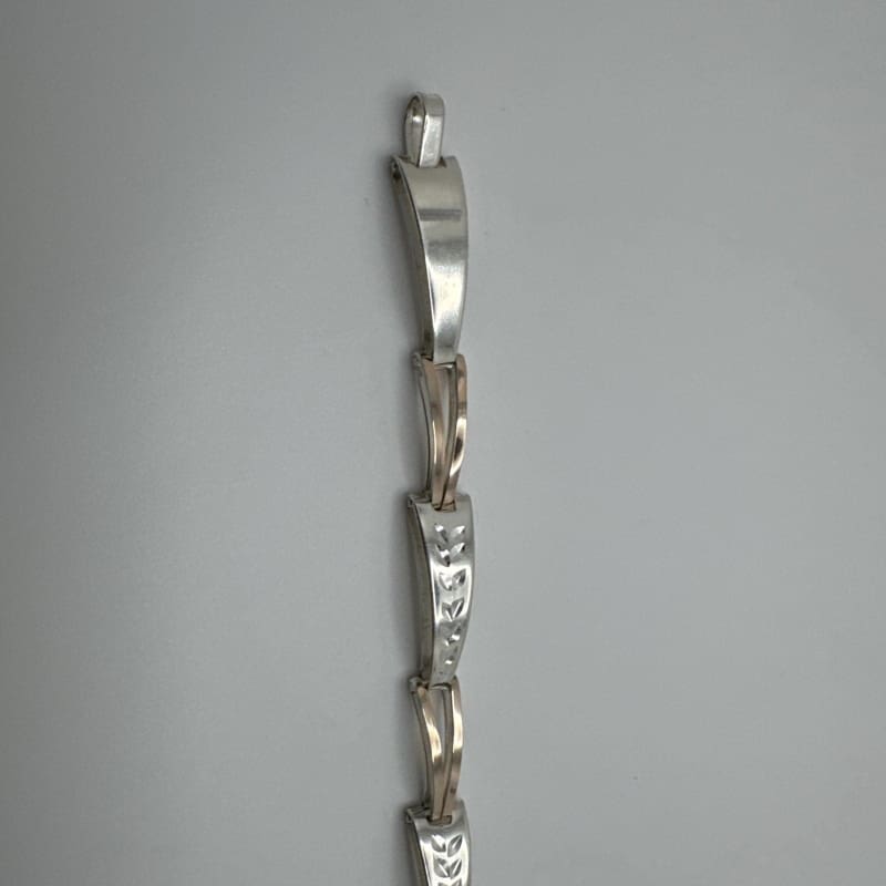 Designer Peruvian Sterling Silver 950 and 18K Gold Inlay Bracelet - 7.5” - Frijja, LLC
