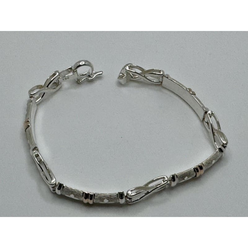 Designer Peruvian Sterling Silver 950 and 18K Gold Inlay Bracelet - 7.5” - Frijja, LLC
