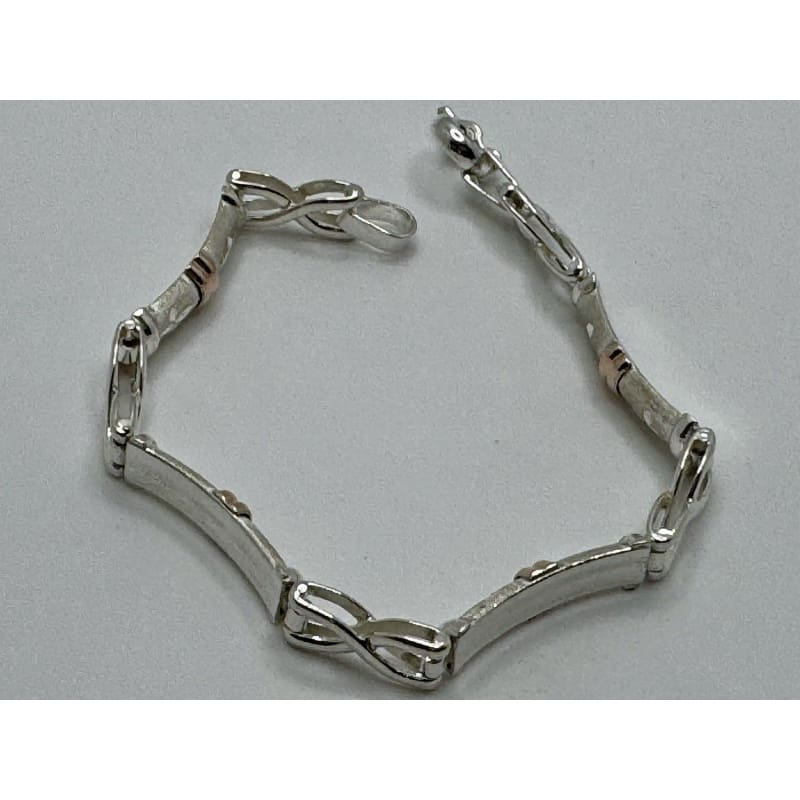 Designer Peruvian Sterling Silver 950 and 18K Gold Inlay Bracelet - 7.5” - Frijja, LLC