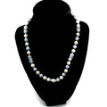 HANDMADE CERAMIC BEADED NECKLACE, BLUE & WHITE/ 18” - Frijja, LLC