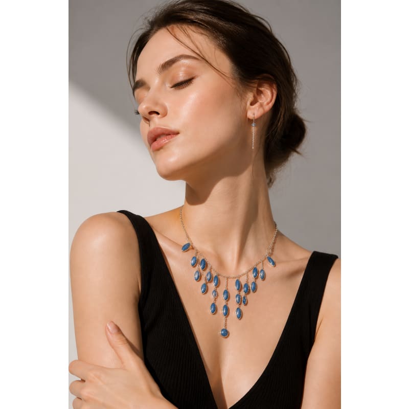 Jewelry Sets - frijja.com - Moon Radiance - 950 Sterling Silver Necklace Sodalite Stone