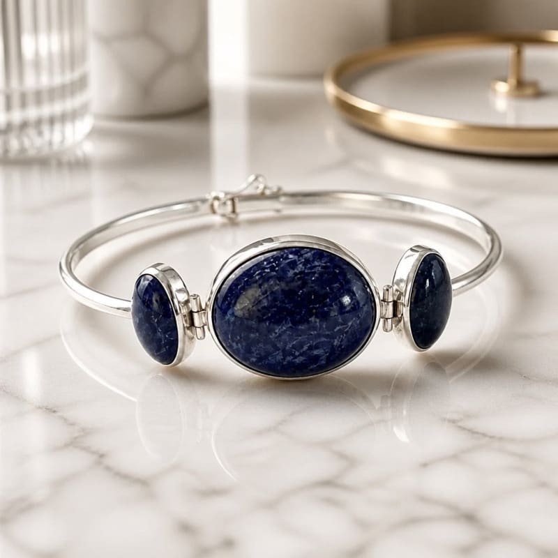 Bracelets - frijja.com - Moon Radiance Bracelet 950 Sterling Silver Sodalite Stone