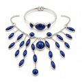Jewelry Sets - frijja.com - Moon Radiance Set.950 Sterling Silver Sodalite Stones (Necklace Earrings Bracelet and Ring