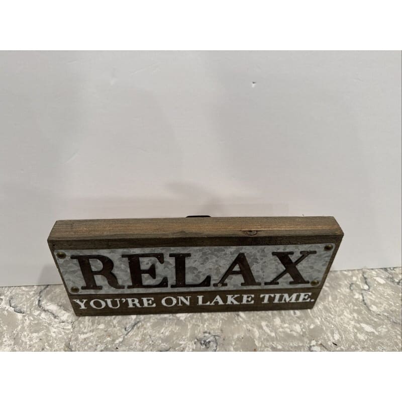 Mudpie Wood Metal Farmhouse Decor Sign - Relax You're On Lake Time - Frijja, LLC