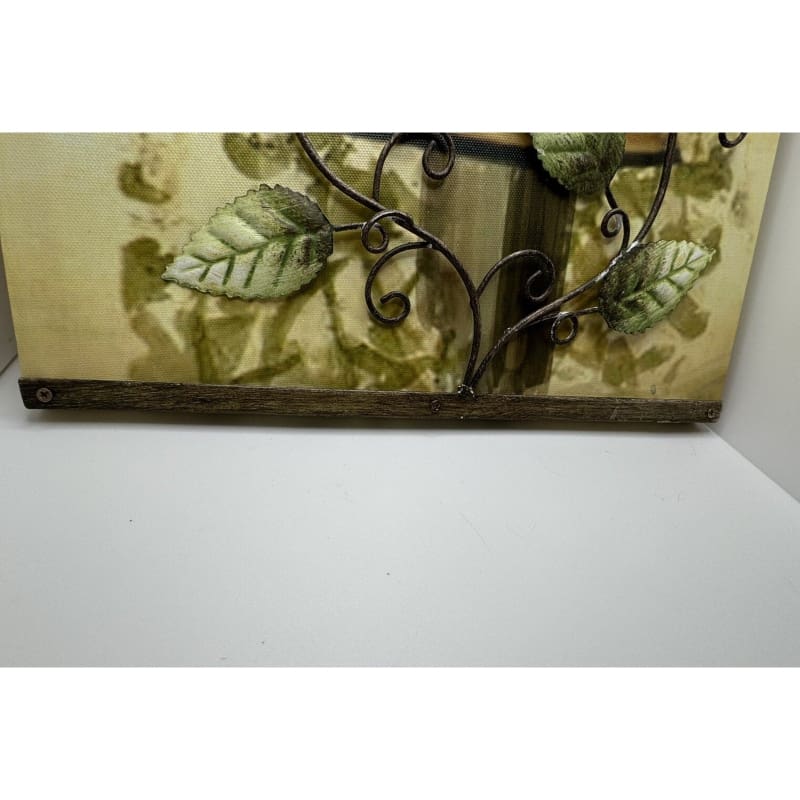 Rare Birdhouse Painting on Canvas and Metal Leaves - 12” X 12” - Frijja, LLC