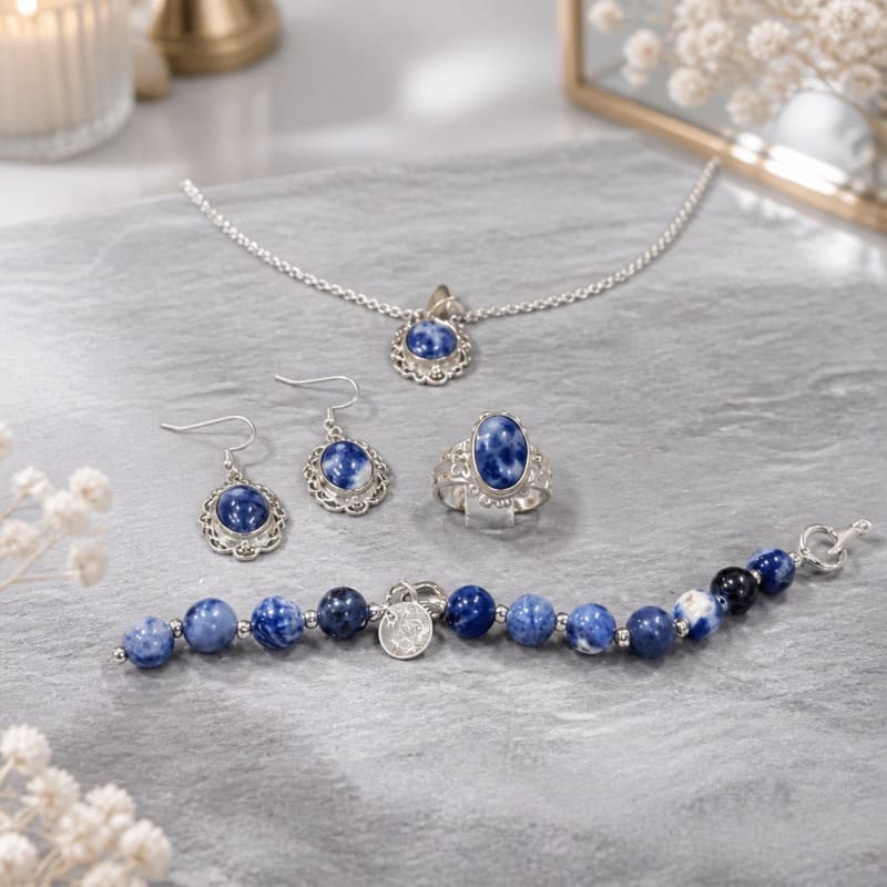 Bracelets - frijja.com - Victorian Elegance Bracelet - 950 Sterling Silver Sodalite Gemstone