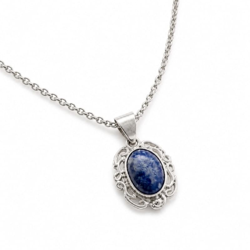 Necklaces - frijja.com - Victorian Elegance Necklace - 950 Sterling Silver Sodalite Gemstone