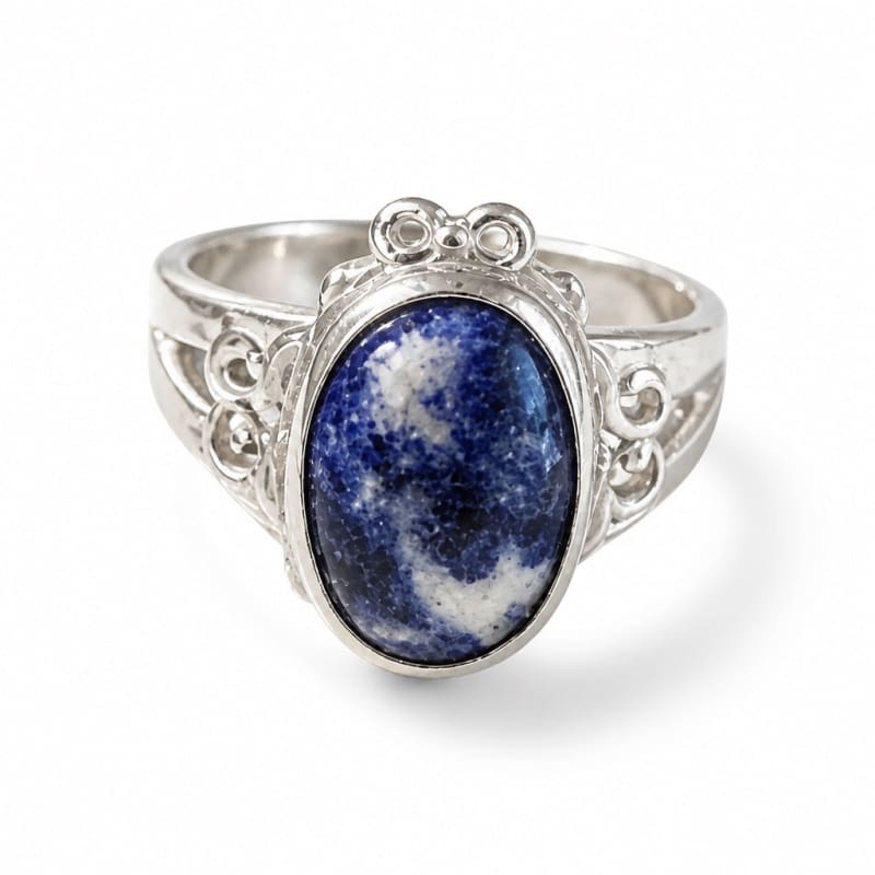 Rings - frijja.com - Victorian Elegance RIng - 950 Sterling Silver Sodalite Gemstons