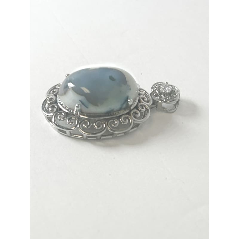 Vintage 925 Sterling Silver Botswana Agate Pendant - Frijja, LLC