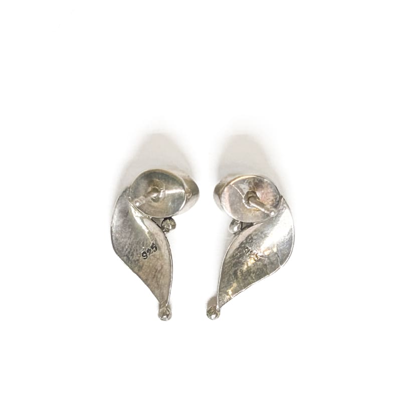 Vintage 925 Sterling Silver Green Chrysocolla Earrings - Frijja, LLC