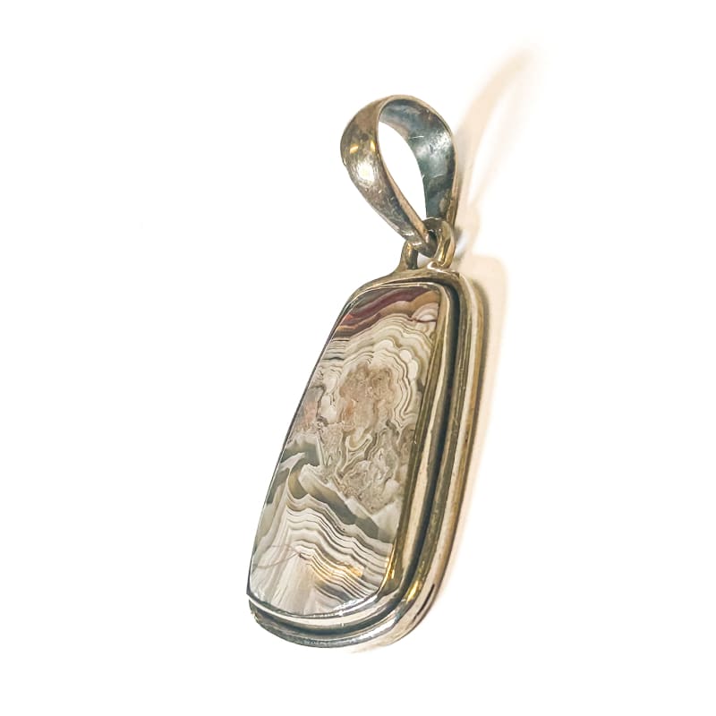 Vintage 925 Sterling Silver Lace Agate Pendant - Frijja, LLC