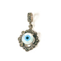 Vintage 925 Sterling Silver Marcasite Evil Eye Pendant - Frijja, LLC