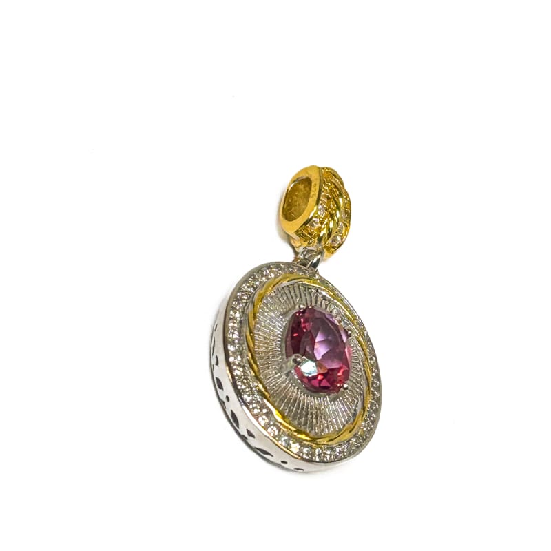 Vintage 925 Sterling Silver Pink Topaz Pendant - Frijja, LLC
