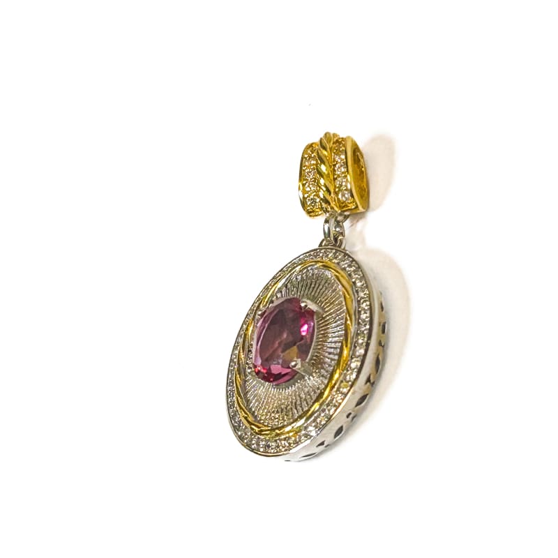 Vintage 925 Sterling Silver Pink Topaz Pendant - Frijja, LLC