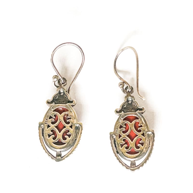 Vintage 925 Sterling Silver Red Jasper Earrings - Frijja, LLC