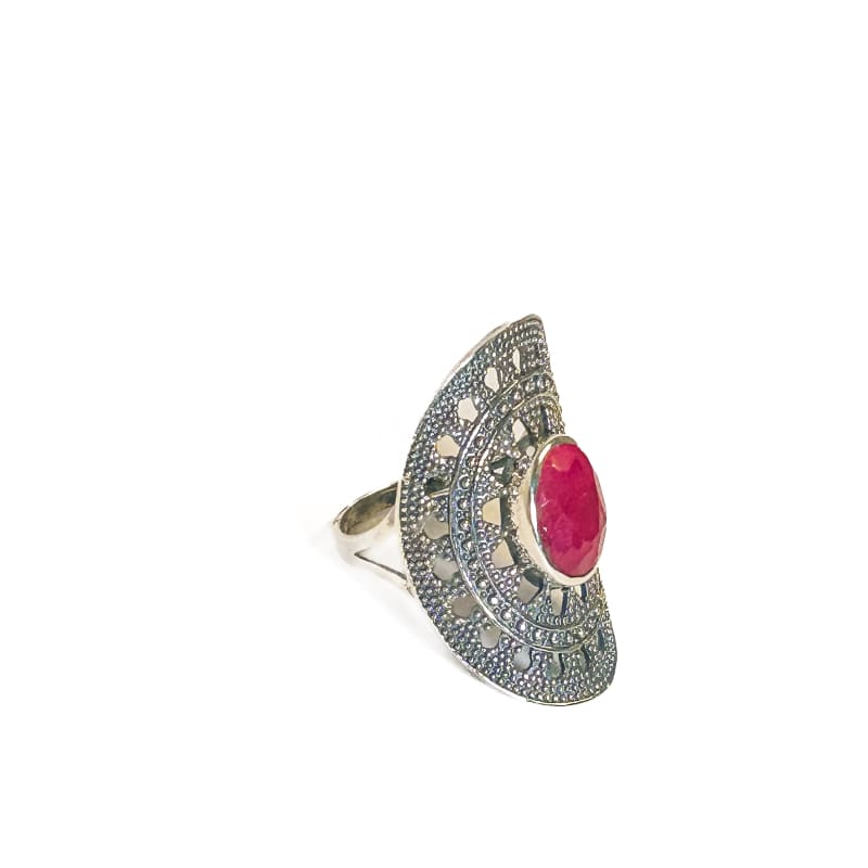 Vintage 925 Sterling Silver Ruby Ring Size 7 - Frijja, LLC