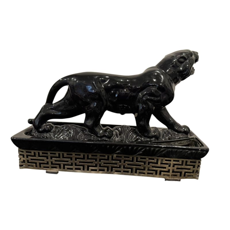 VTG Ceramic Black Panther Jaguar Planter Vase MCM 1953 MidCentury 15.5" x 11" H - Frijja, LLC