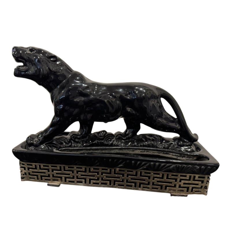VTG Ceramic Black Panther Jaguar Planter Vase MCM 1953 MidCentury 15.5" x 11" H - Frijja, LLC