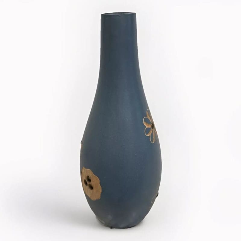 Wood Vase Flower Mango Wood Carving Handmade Thailand Home Decor - 4.5" x 12" - Frijja, LLC